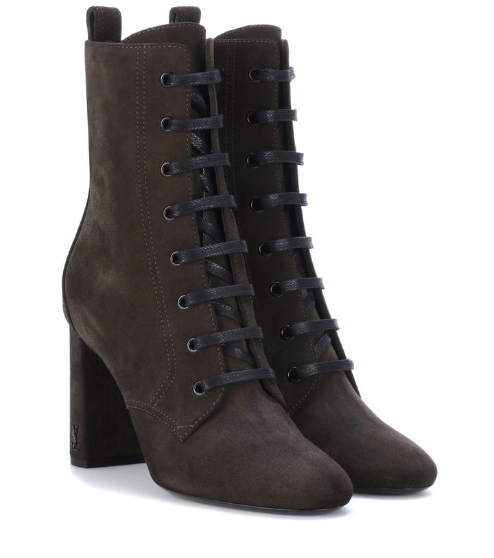 Saint Laurent LouLou Suede Lace-Up Boot
