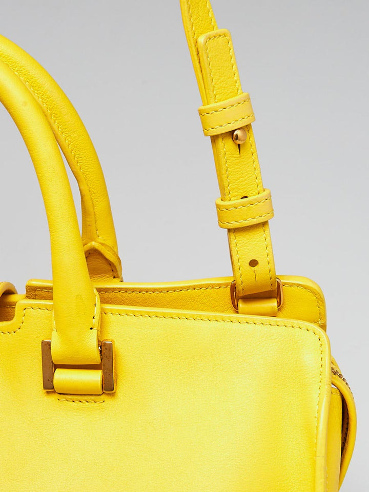 YVES SAINT LAURENT CALFSKIN LEATHER CABAS BAG-YELLOW