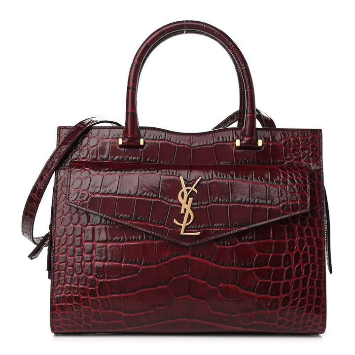 YSL CALFSKIN CROC EMBOSSED MEDIUM UPTOWN TOTE