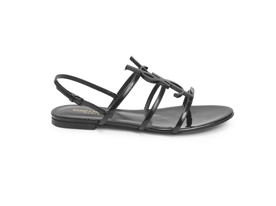 SAINT LAURENT Cassandra Logo Slingback Sandals