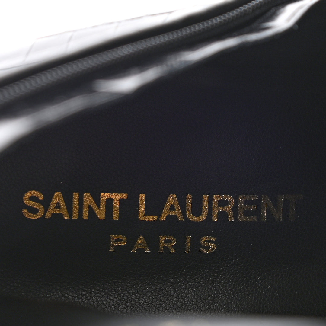 YSL CROC EMBOSSED LEATHER JANE 90 BOOTIES