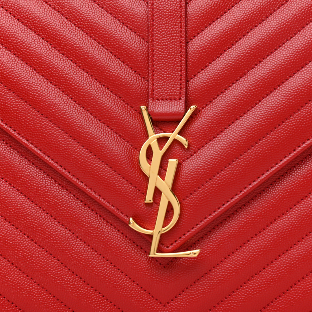 YSL CHEVRON MATELASSE MONOGRAM LARGE SATCHEL