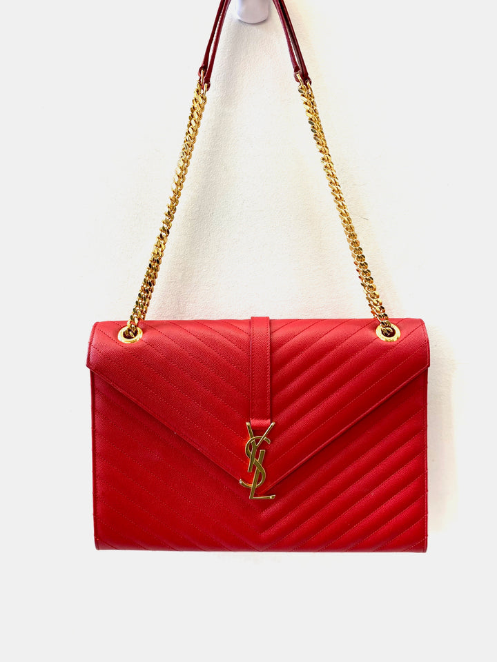 YSL CHEVRON MATELASSE MONOGRAM LARGE SATCHEL