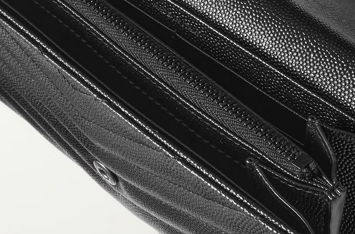YVES SAINT LAURENT MONOGRAM QUILTED TEXTURED LEATHER WALLET