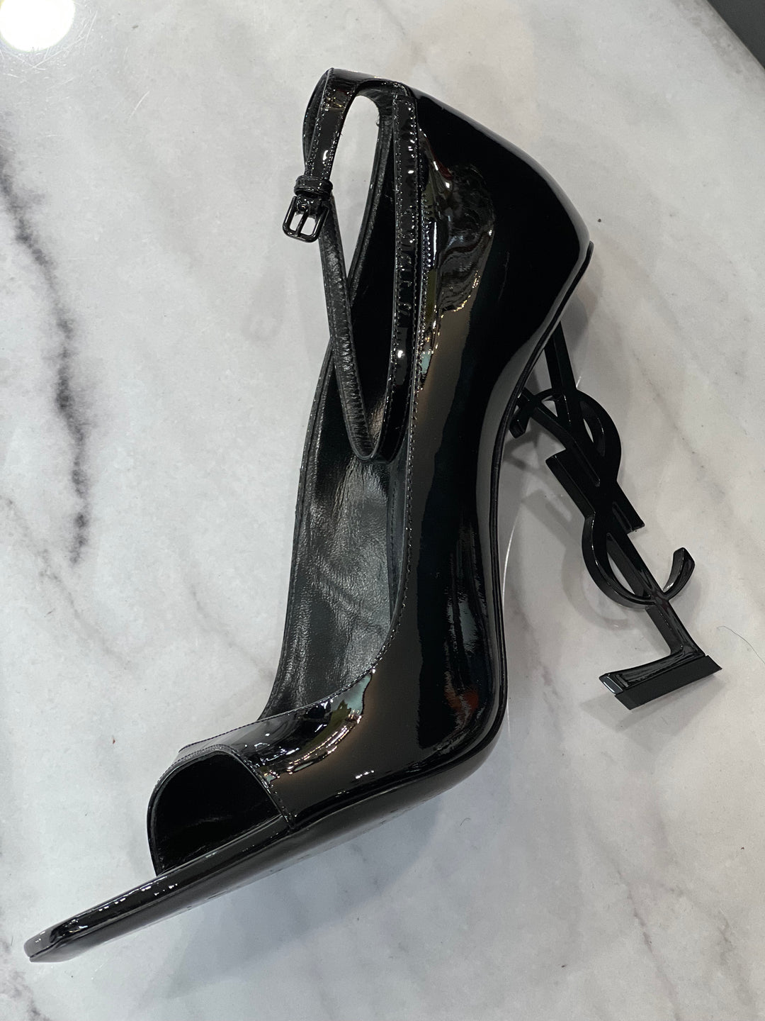 Leather Ysl Logo Pumps Patent Leather Ysl Heels Fake YSL Saint