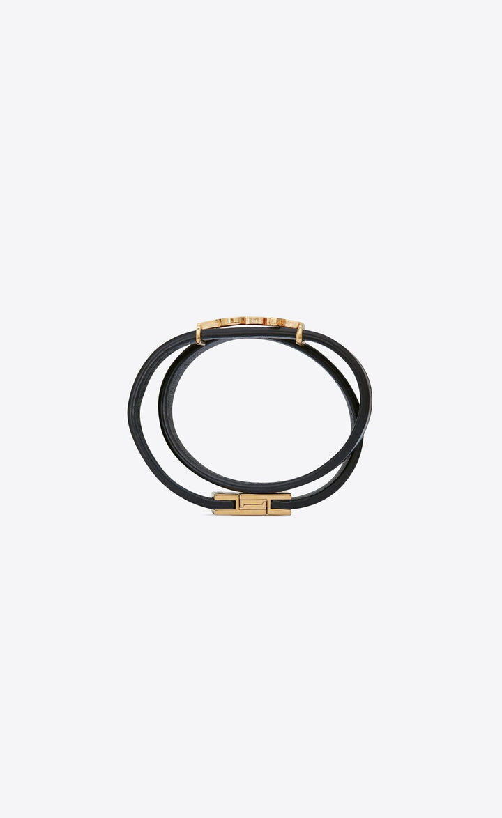YSL OPYUM DOUBLE WRAP LEATHER BRACELET