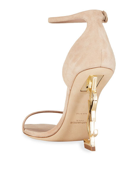 YVES SAINT LAURENT OPYUM SUEDE HEELS SANDALS