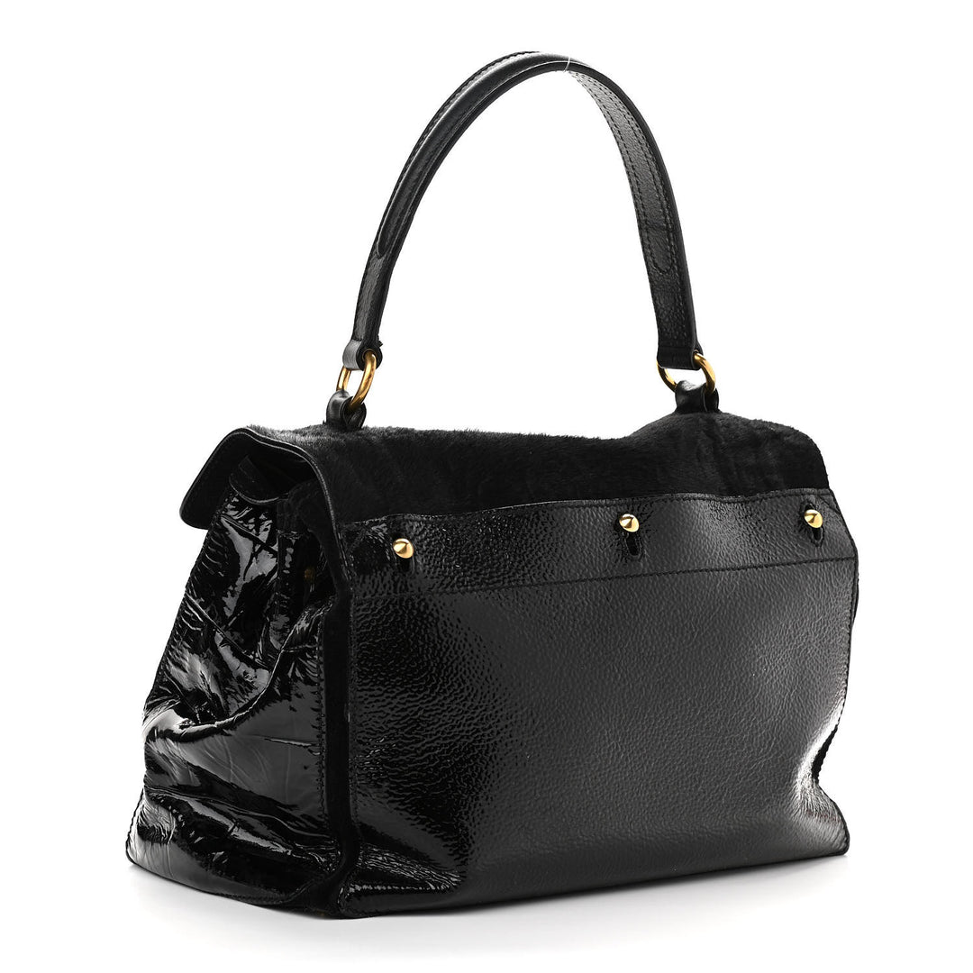 SAINT LAURENT PONY HAIR PATENT MUSE TWO BAG