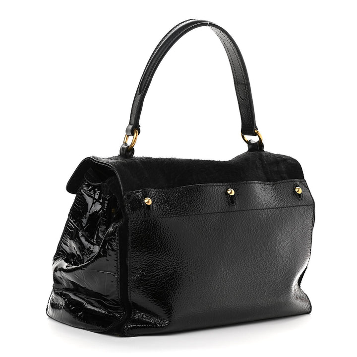 SAINT LAURENT PONY HAIR PATENT MUSE TWO BAG