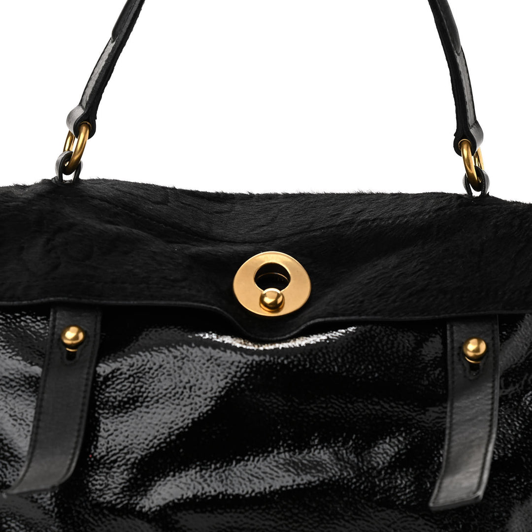 SAINT LAURENT PONY HAIR PATENT MUSE TWO BAG
