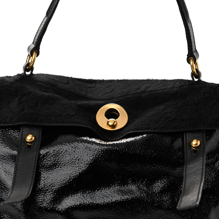 SAINT LAURENT PONY HAIR PATENT MUSE TWO BAG