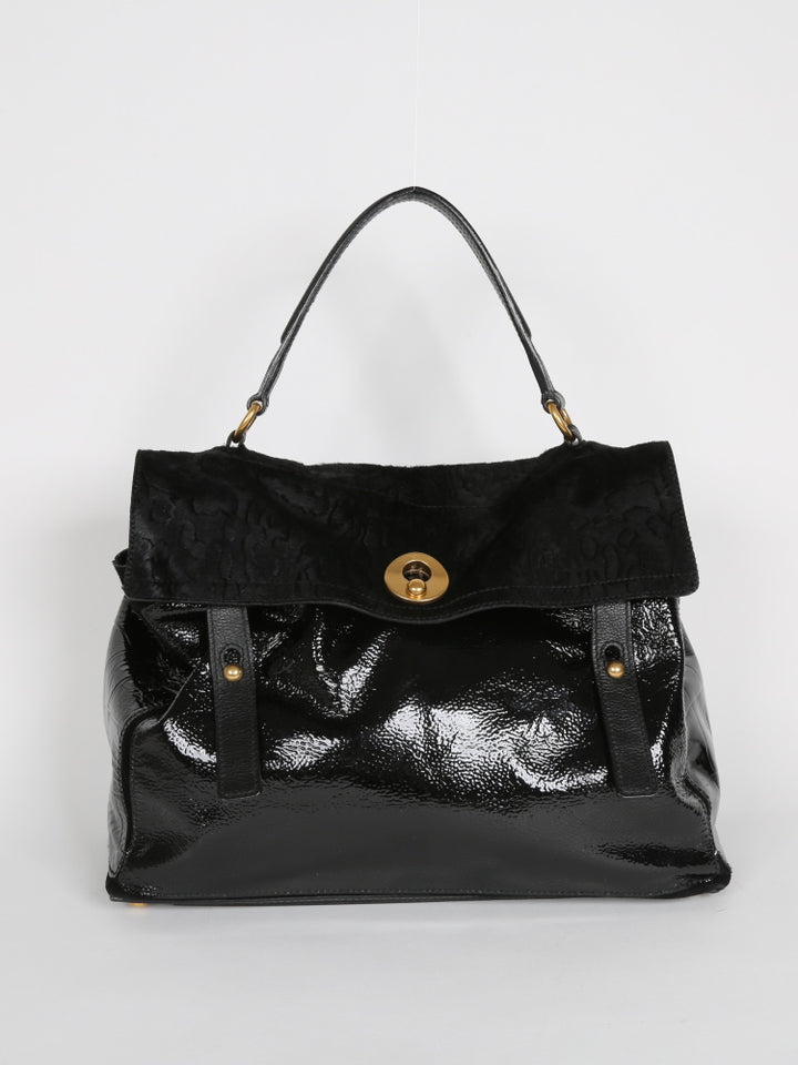 SAINT LAURENT PONY HAIR PATENT MUSE TWO BAG