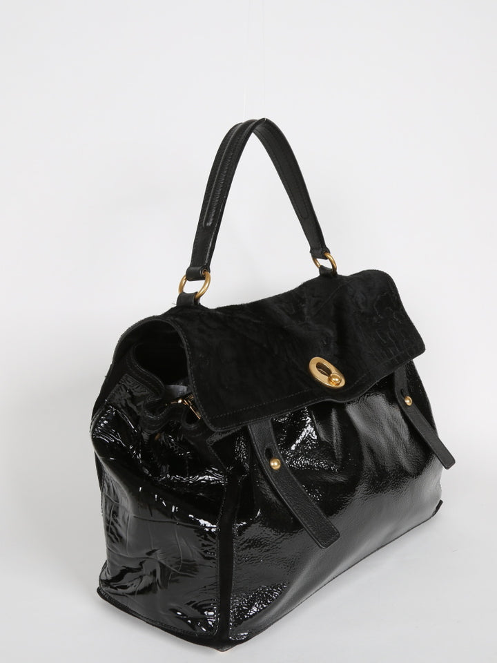 SAINT LAURENT PONY HAIR PATENT MUSE TWO BAG