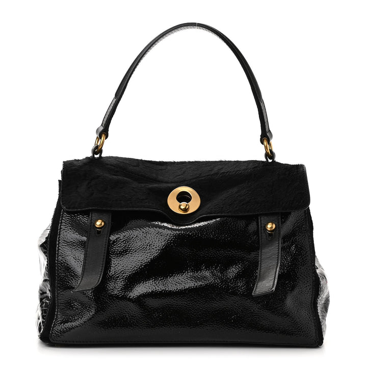 SAINT LAURENT PONY HAIR PATENT MUSE TWO BAG