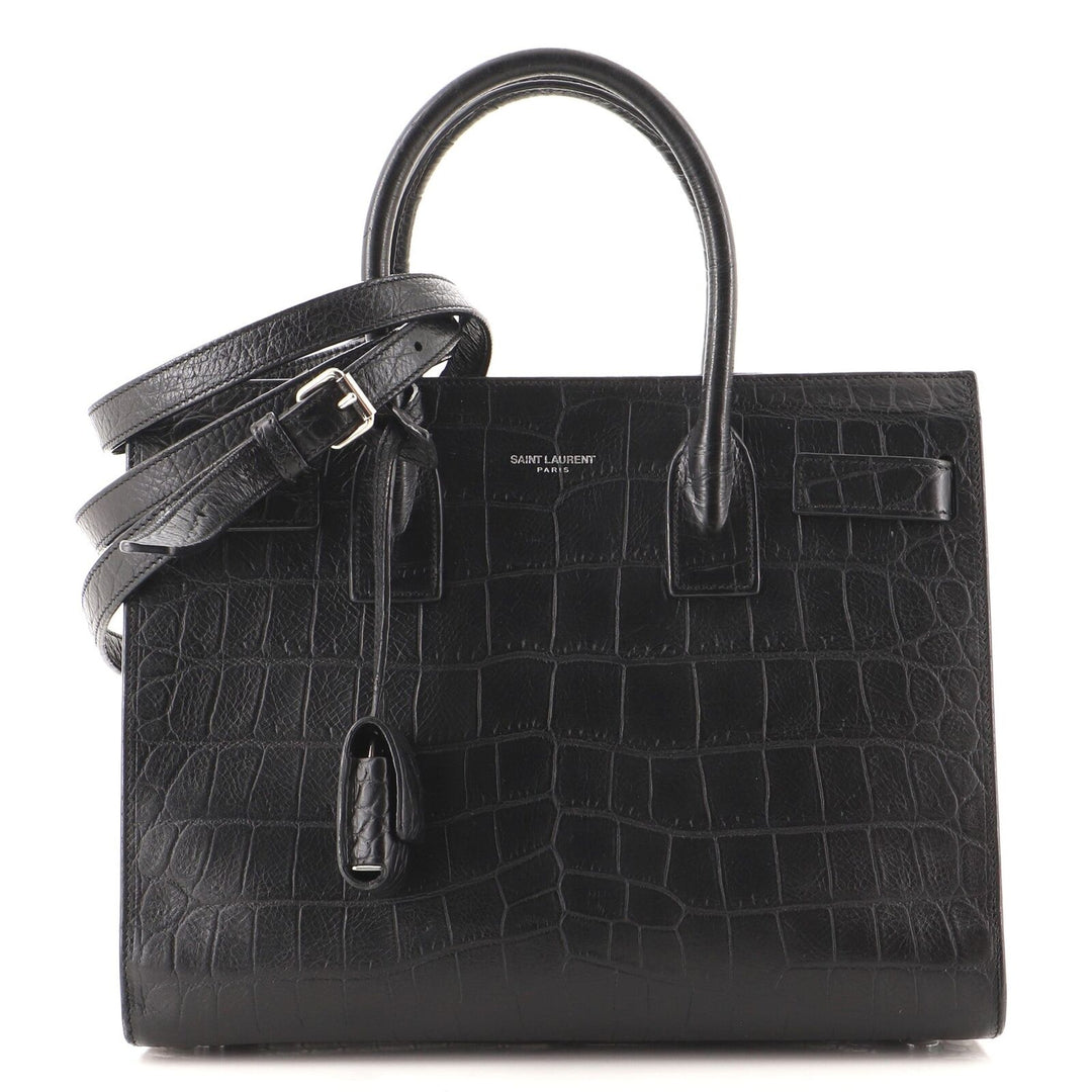 YSL SAC DE JOUR CROCODILE-EMBOSSED HANDBAG