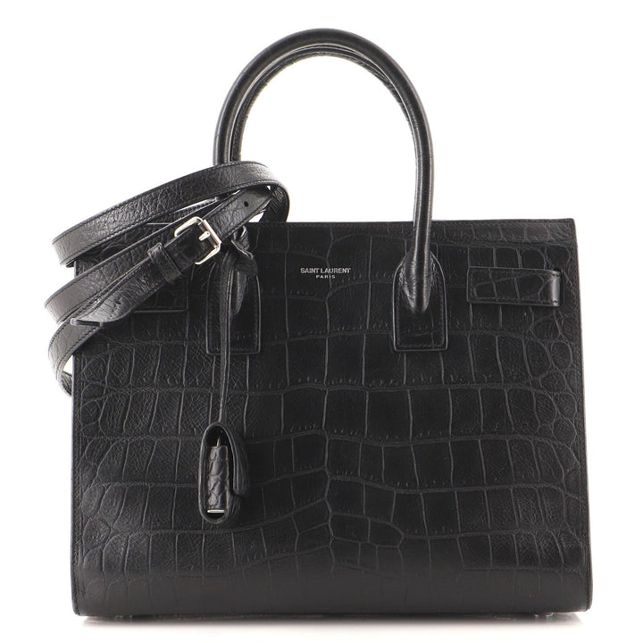 YSL SAC DE JOUR CROCODILE-EMBOSSED HANDBAG