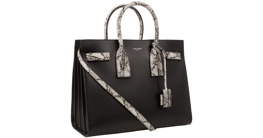 SAINT LAURENT Python-Trimmed Sac de Jour Bag – Caroline's Fashion