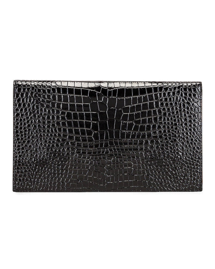 YSL UPTOWN CROC EMBOSSED CLUTCH BAG