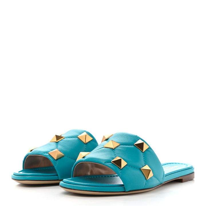 VALENTINO GARAVANI NAPPA ROMAN STUD FLAT SLIDES