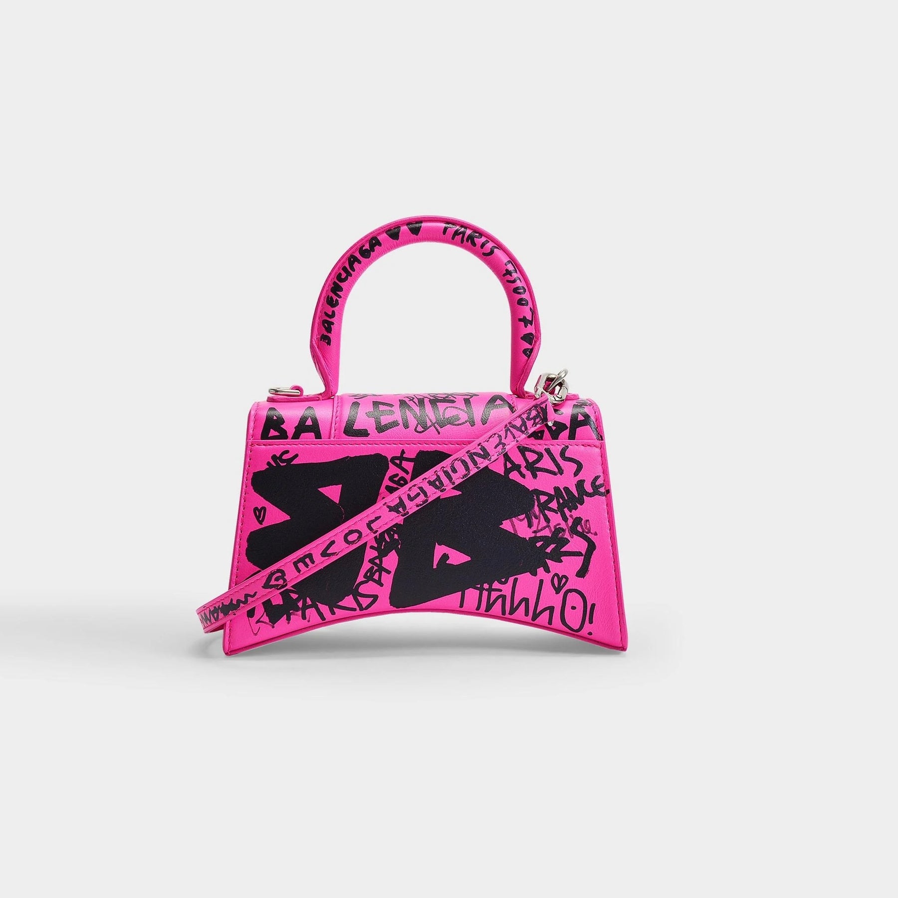 Balenciaga Hourglass XS top handle pink graffiti