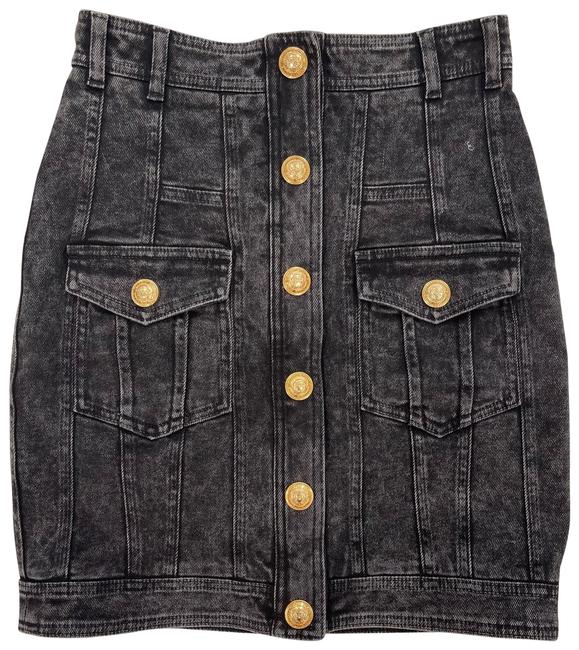 Balmain Stonewashed denim skirt