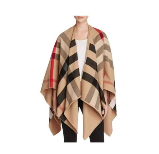 BURBERRY★素敵！CHARLOTTE CAMEL WOOL CHECK REVERSIBLE CAPE Burberry CHARLOTTE REVERSIBLE SOLID CHECK WOOL CAPE Beige