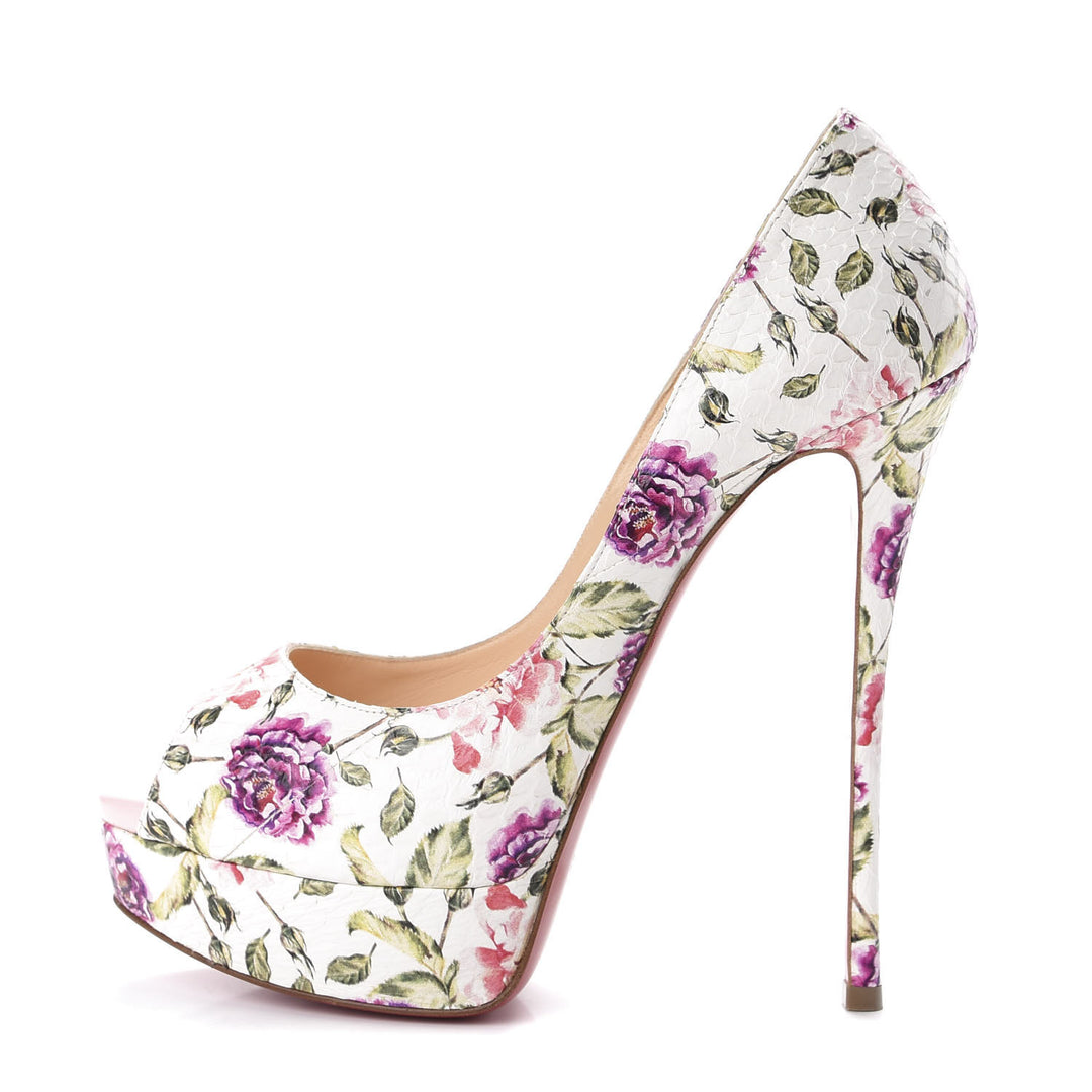 CHRISTIAN LOUBOUTIN Watersnake Fetish Flori Peep Toe Platform Pumps