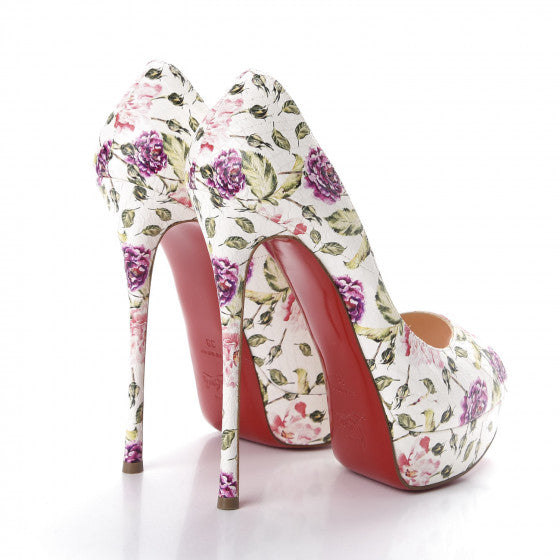 CHRISTIAN LOUBOUTIN Watersnake Fetish Flori Peep Toe Platform Pumps