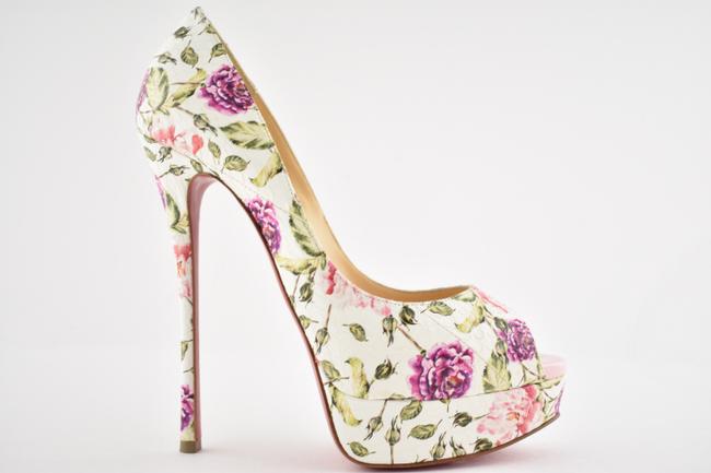 CHRISTIAN LOUBOUTIN Watersnake Fetish Flori Peep Toe Platform Pumps