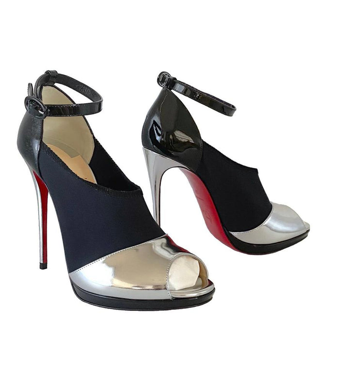 CHRISTIAN LOUBOUTIN SUPER DIVO NEOPRENE PEEP PUMPS