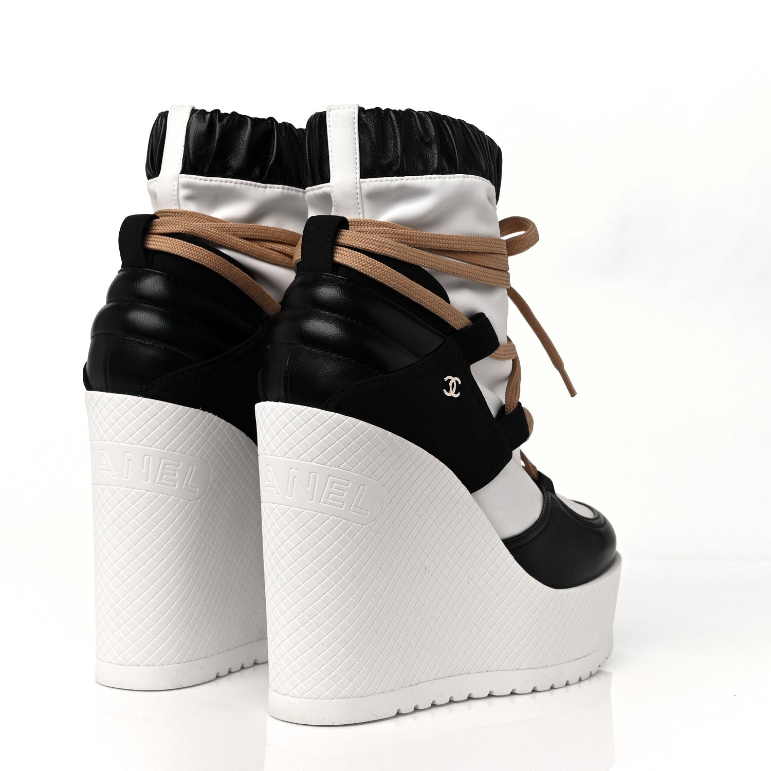 chanel white wedge sneakers