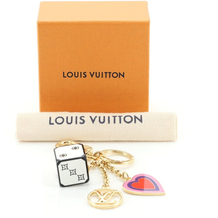 Preowned Authentic Louis Vuitton Monogram Love Lock Bag Charm Keyring  (Orange,Pink)