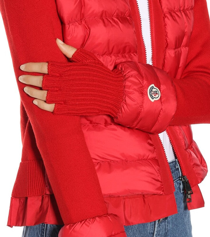 Moncler Quilted Wool Trim Gloves