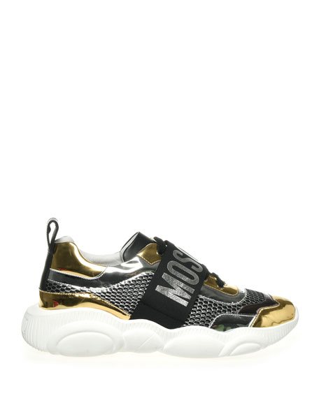 MOSCHINO TWO-TNE METALLIC LEATHER MEN&