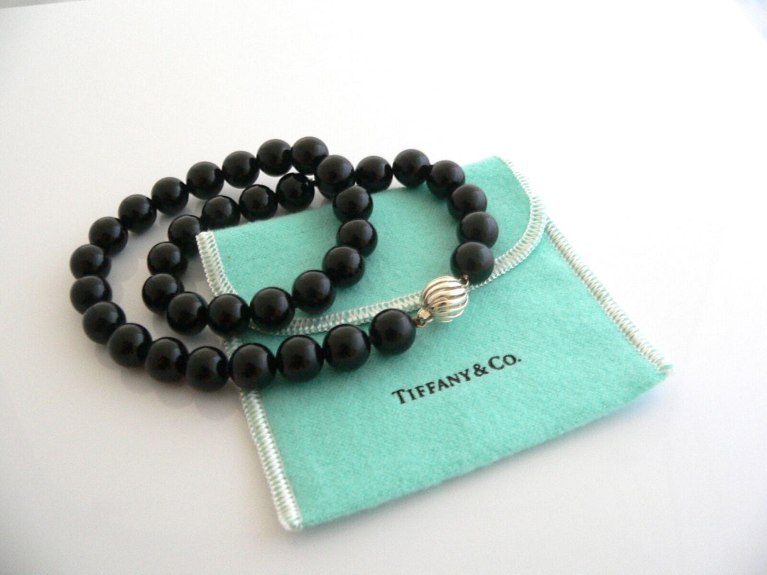 Tiffany & Co Vintage Silver Onyx Bead Necklace – Caroline's