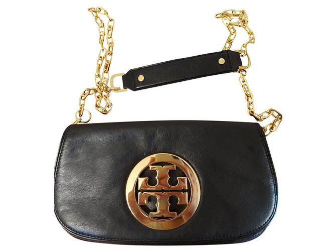 TORY BURCH REVA LOGO CONVERTIBLE CLUTCH BAG WITH CHAIN
