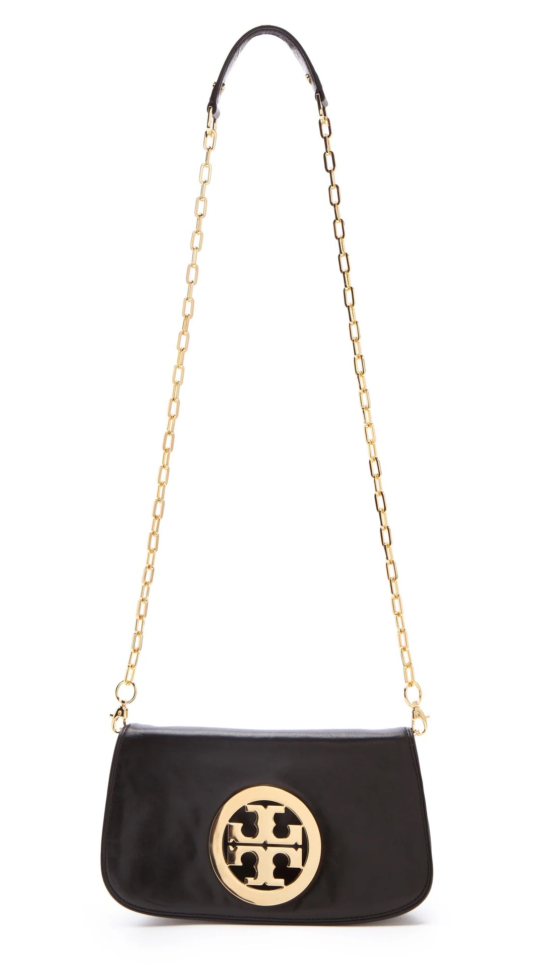 TORY BURCH REVA LOGO CONVERTIBLE CLUTCH BAG WITH CHAIN