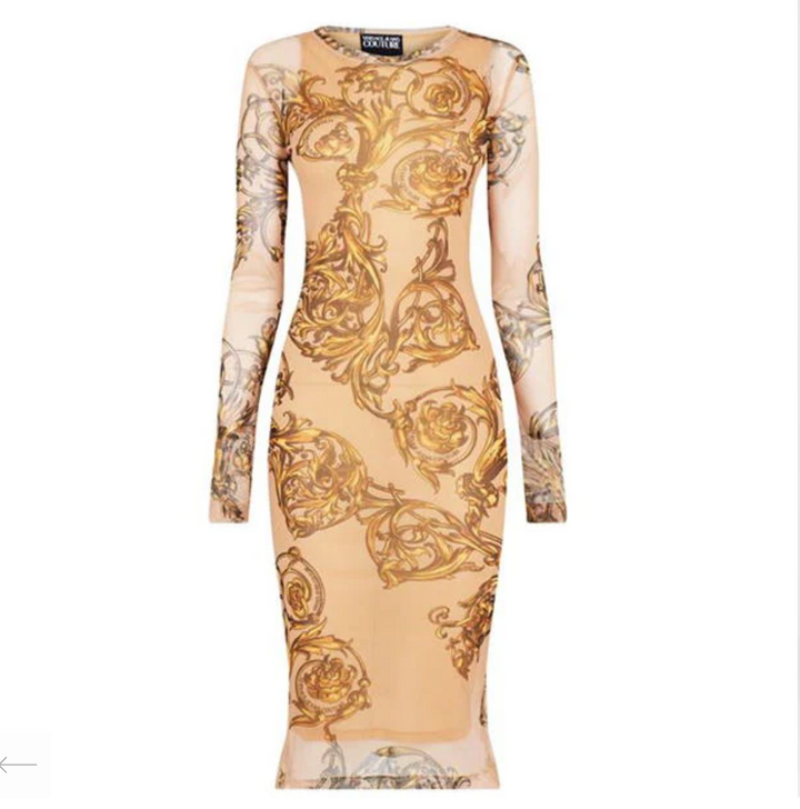 VERSACE JEANS COUTURE BAROQUE PRINT MIDI DRESS