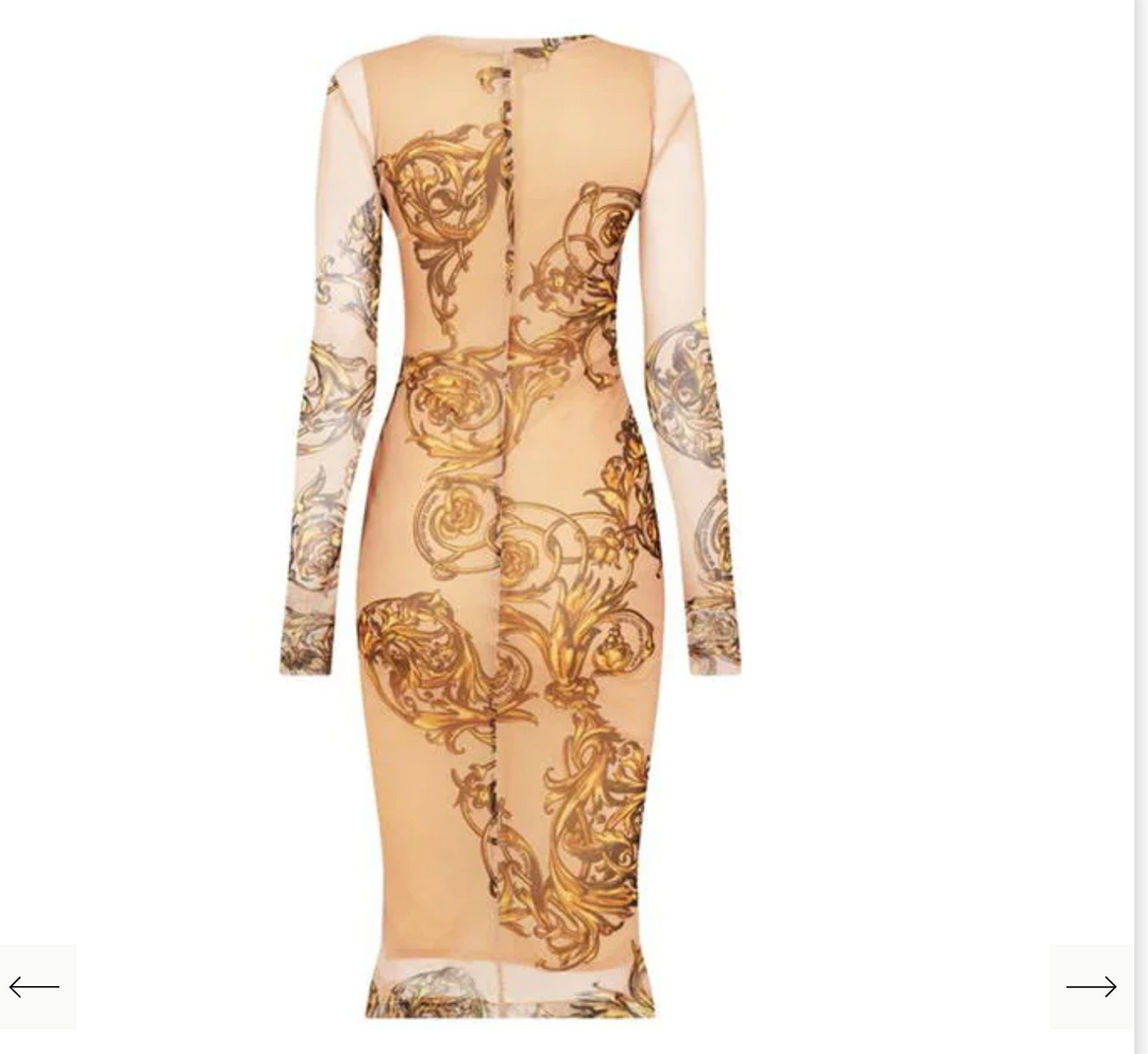 VERSACE JEANS COUTURE BAROQUE PRINT MIDI DRESS