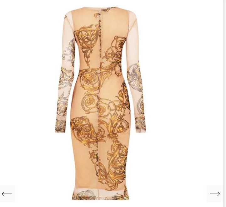 VERSACE JEANS COUTURE BAROQUE PRINT MIDI DRESS