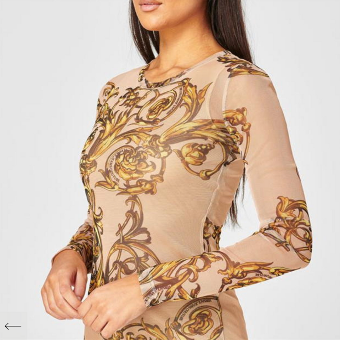 VERSACE JEANS COUTURE BAROQUE PRINT MIDI DRESS